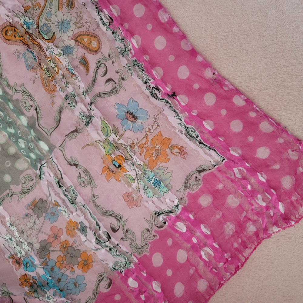 Pink and Green Patterned Scarf - Picture 3 of 6